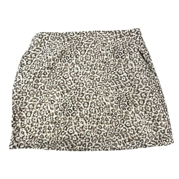 Mango MNG Cheetah Print Skirt Casual Women's Large Linen blend Brown & Beige - Picture 1 of 12